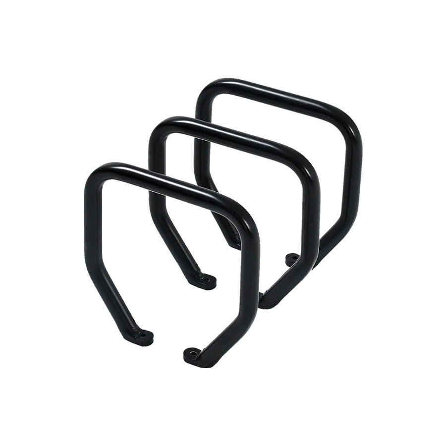 Three metal parts for the rack