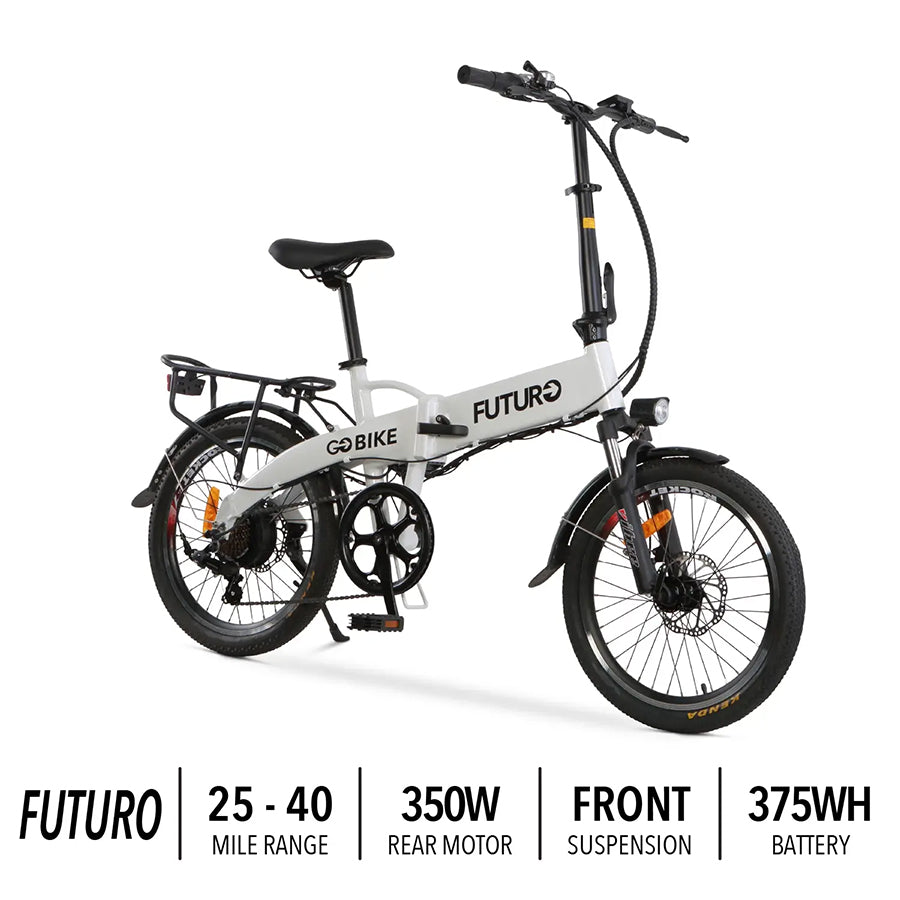 GOBike Futuro - Compact Foldable Lightweight Electric Bike - Top Speed 22mph - 375W