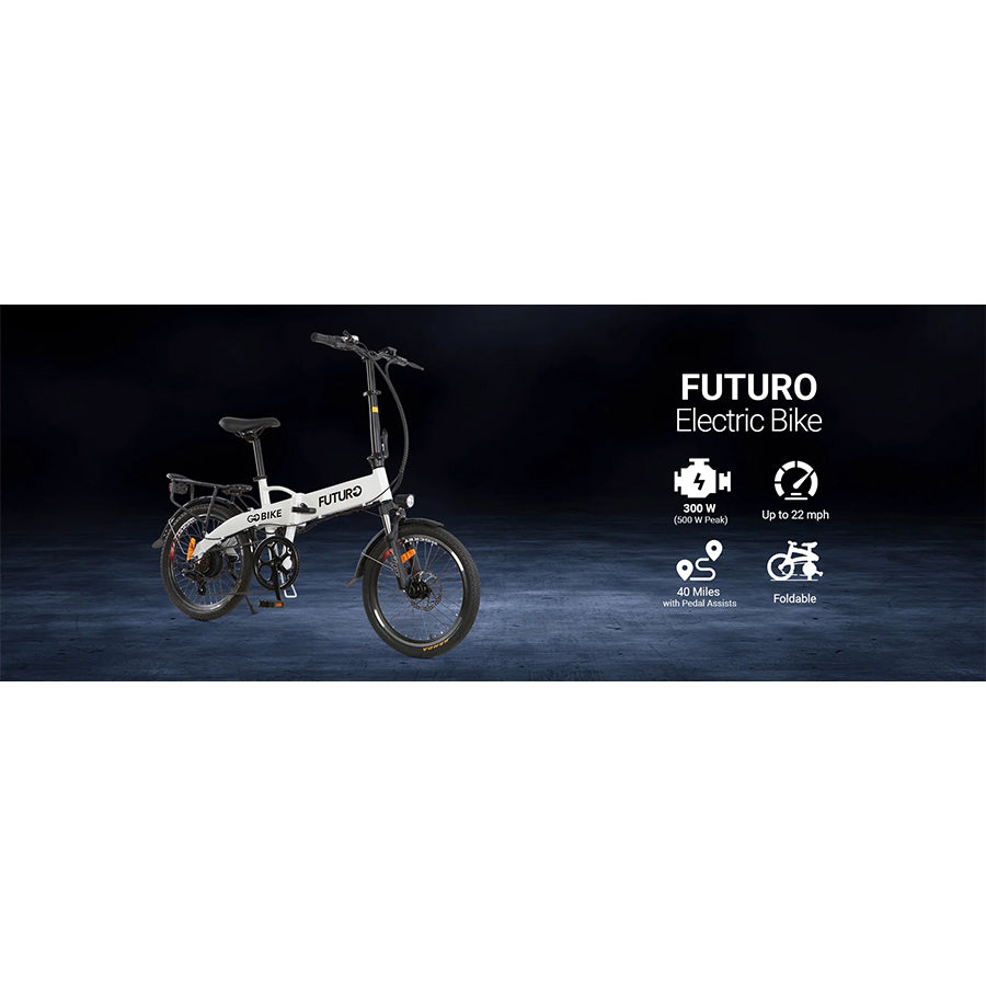 GOBike Futuro - Compact Foldable Lightweight Electric Bike - Top Speed 22mph - 375W