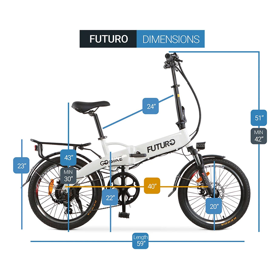 GOBike Futuro - Compact Foldable Lightweight Electric Bike - Top Speed 22mph - 375W