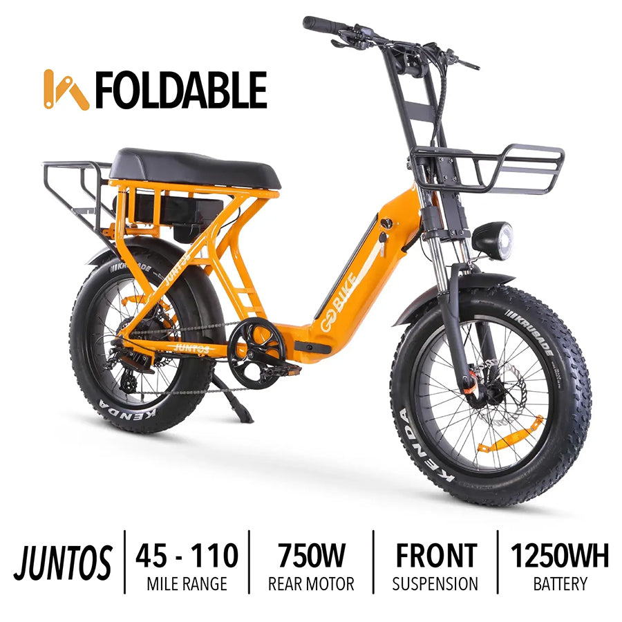 GOBIKE Juntos Foldable - Step-Through Lightweight Electric Bike - Top Speed 25mph - 750W