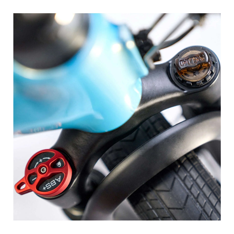 Close-up of ABS and suspension on Qualisports E-Bike
