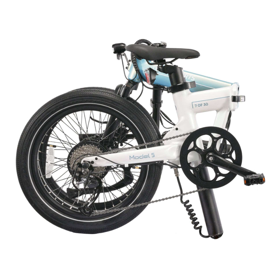 Folded Qualisports Model 5 E-Bike for easy transport