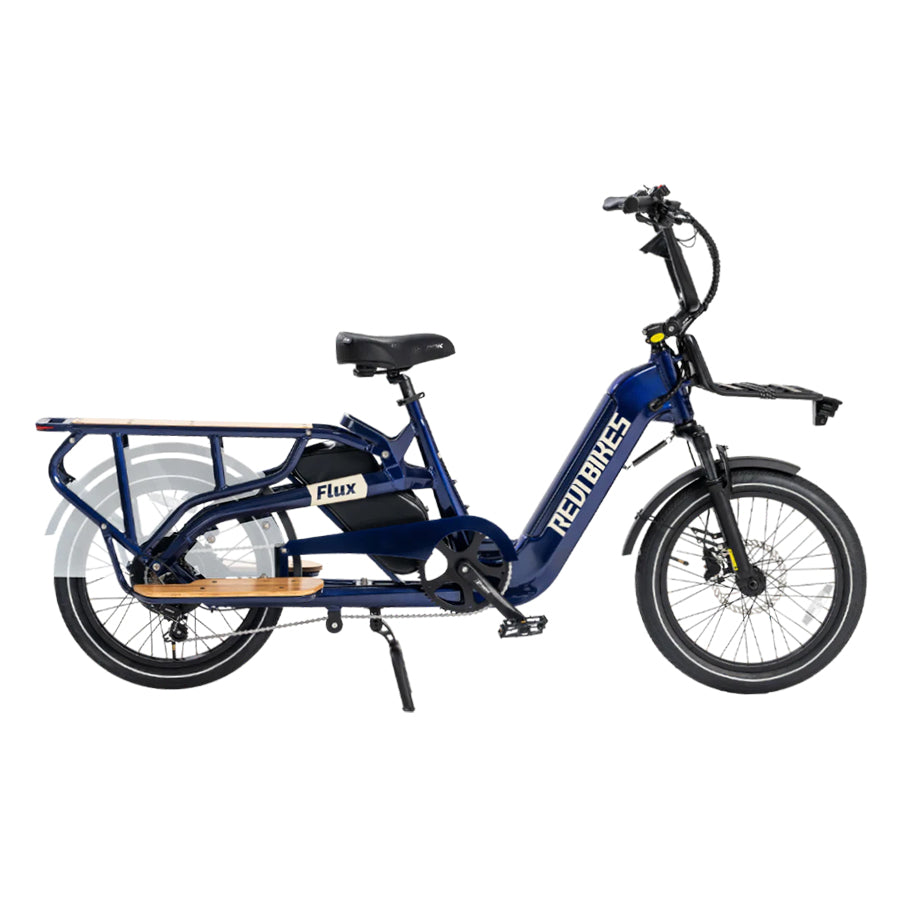 Nebula Revi Bikes Flux, 750W cargo electric bike with kickstand, right-facing.