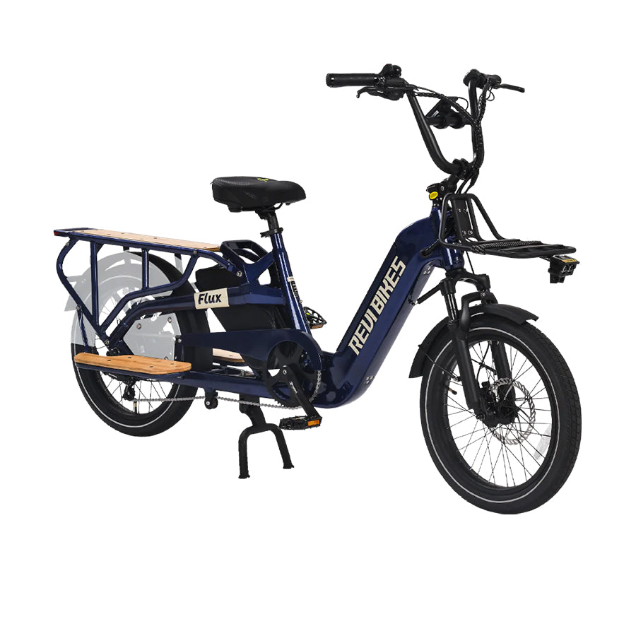 Nebula Revi Bikes Flux, 750W electric cargo bike, angled view.