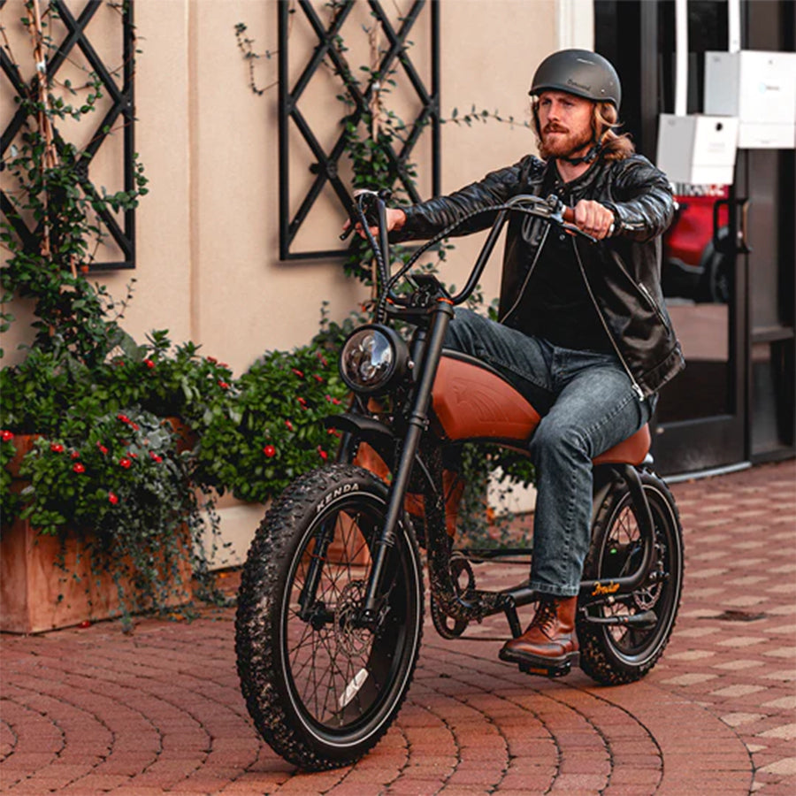 Bike with man sitting on it