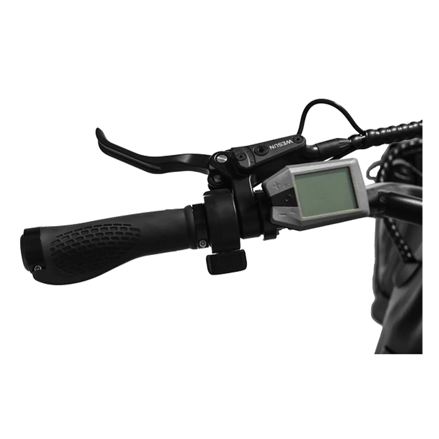 Close-up of the left handlebar from above