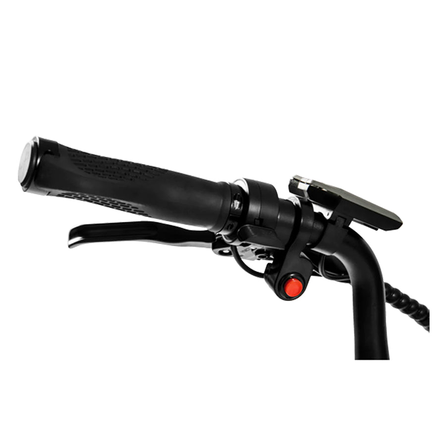 Close-up of the left handlebar from the back
