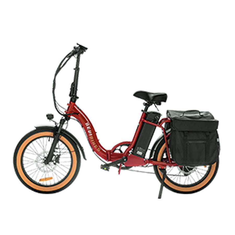 Red Revi Bikes Rebel 2.0, 750W step-through electric bike, left-facing.