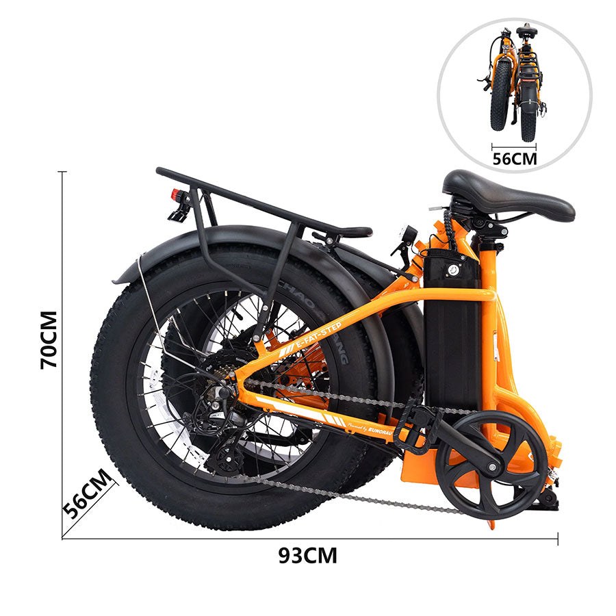 Eunorau E-Fat Step - Step-Through Folding Fat Tire Mountain Electric Bike - Top Speed 20mph - 500w