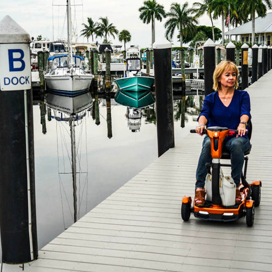EV Rider TeQno - 4-Wheel Portable Foldable Electric Mobility Scooter - Top Speed 6mph - 270W
