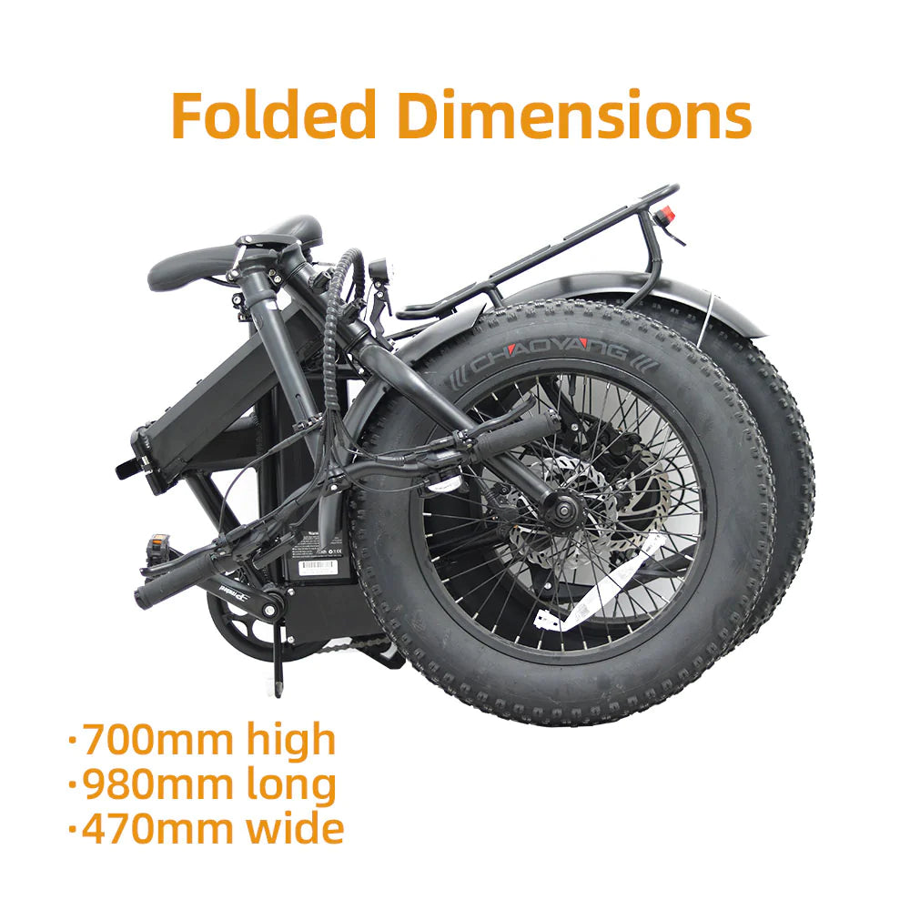 Eunorau E-Fat (MN) - Folding Fat Tire Mountain Bike - Top Speed 20mph - 500w
