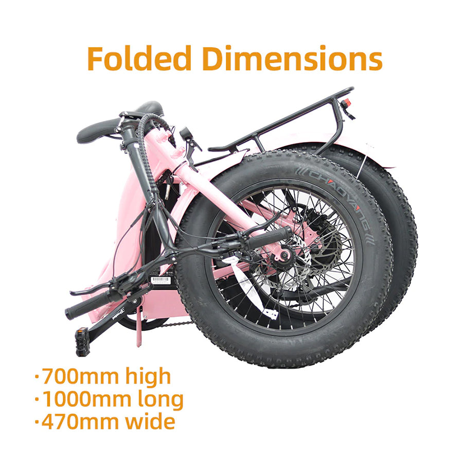 Eunorau E-Fat Step-Through - Folding Fat Tire Mountain Electric Bike - Top Speed 20mph - 500w