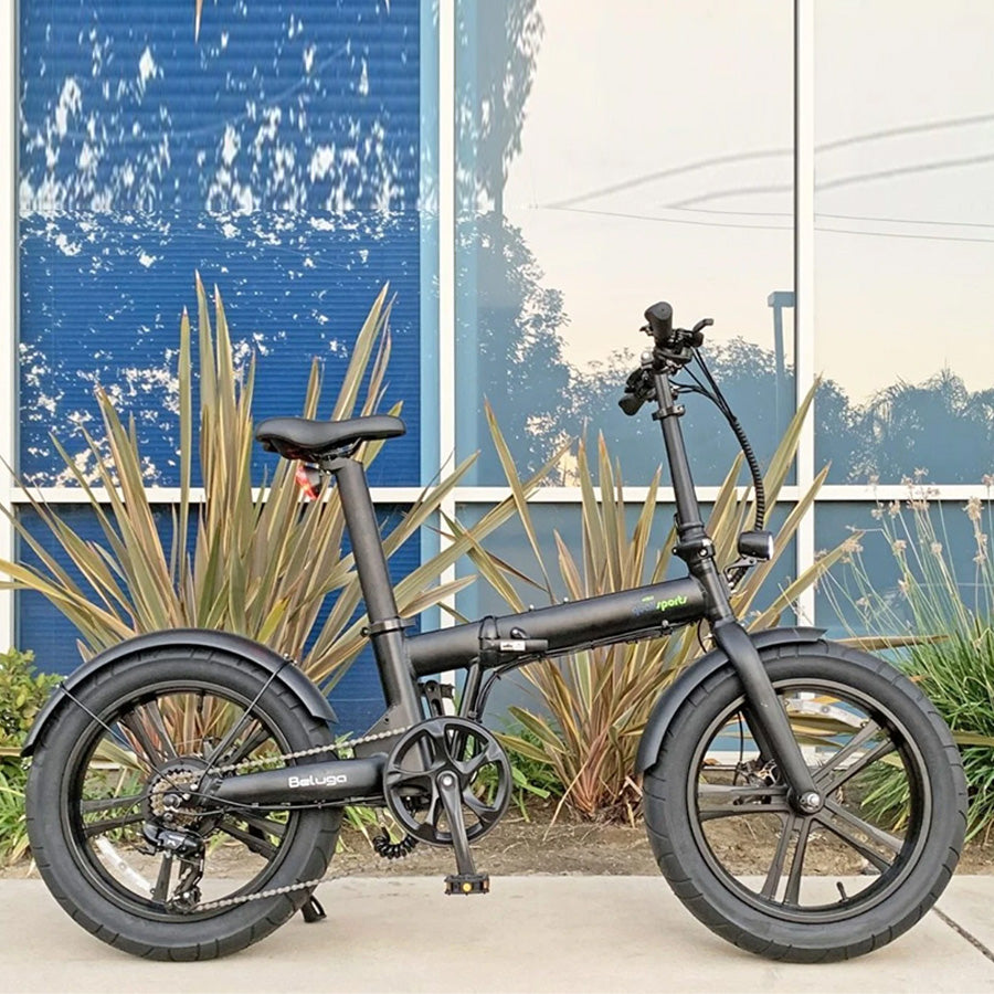 Qualisports Beluga Fat Tire Folding E-Bike with Hub Motor - 500W, Electric bikes, mobility scooters