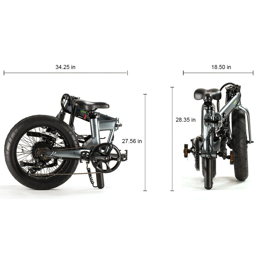 Qualisports Beluga Fat Tire Folding E-Bike with Hub Motor - 500W, Electric bikes, mobility scooters